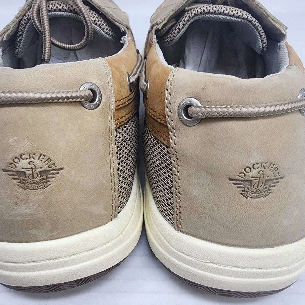 Dockers Mens Tan Leather‎ Mesh Beacon Boat Shoes Loafers Classic Size 14M NEW
